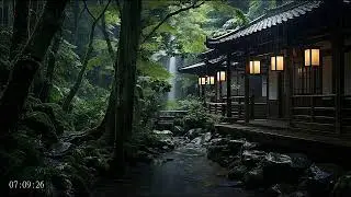 Natural Night Rain and Piano Music for Sleeping and Silent Comfort