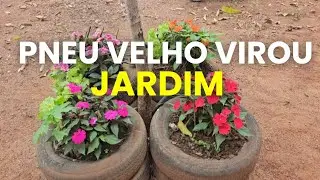 Transformei pneus velhos em vasos incríveis 🌱♻️#roça 