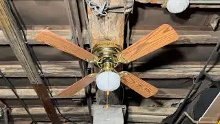 Boston Harbor Hugger Ceiling Fan 42&rdquo; (Polished Brass/Oak)