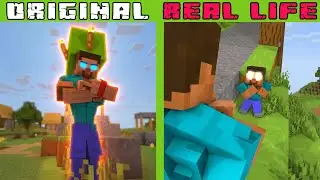 Zombie Encounters Herobrine on Summoning Ritual! | Original vs Real Life | Minecraft Animation