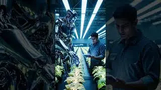 A futuristic robot is helping