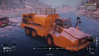 game play in snow runner in the two trucks