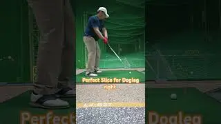 The perfect golf slice shot for a Dogleg right golf course practice in the range