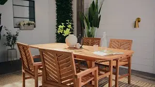 Acacia Wood Outdoor Patio Butterfly Dining Table - Brown