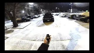 BMW X3 35i Night time POV Snow Drive