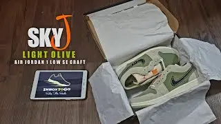 UNBOXING SKY J LIGHT OLIVE 2023 Air Jordan 1 Low SE Craft