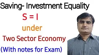 64-Saving- Investment Equality,S = I under Two Sector Economy | National saving and Investment| S =I