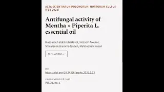 Antifungal activity of Mentha &times; Piperita L. essential oil | RTCL.TV