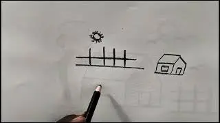 Easy Village Scenery Drawing | Simple Pencil Sketch Tutorial for Beginners 🌴🏡