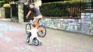 First Bike. Cool kid learns to ride with FirstBike strolling bike (English)