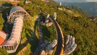 Breathtaking 4K Drone View of Da Nang Golden Bridge | 4k Video Footage Free