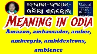 Amazon, ambassador, amber, ambergris, ambidextrous, ambience Meaning In Odia & English