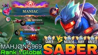 MANIAC Saber VS Top Global Enemies - Top 1 Global Saber by MAHJ&Oslash;NG969 - Mobile Legends