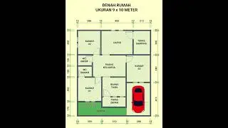 Denah Rumah 9 x 10 Meter Dengan 3 Kamar Tidur