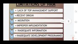 LIMITATIONS OF HRM & QUALITIES OF HR MANAGER