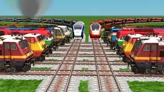 7+7 Trains Coupling At Bumpy Forked Railroad Tracks Risky Tracks || train simulator classic gameplay