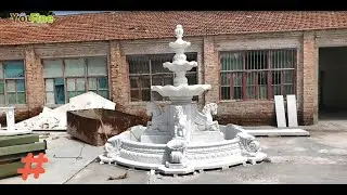 Hot Selling Large Outdoor 3 Tiered White Marble Horse Fountain for Garden Decor on Stock
