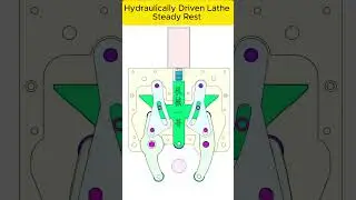 Hydraulically Driven Lathe Steady Rest  #machine #manufacturing #mechanism #engineering #automation