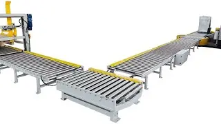 Inline Empty Pallet Dispenser & Turntable Conveyor & Palletizing & Pallet Wrapping System Solution