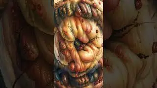 Grotesque Horror: A Visceral Journey Through a Nightmare Landscape#horrorart #grotesque