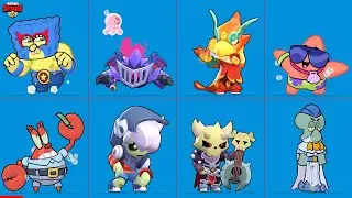 BRAWL STARS SPONGEBOB UPDATE ALL SKINS WINNING AND LOSING ANIMATIONS