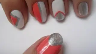 stripe and triangle nail art