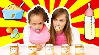 SUPER GROSS BABY FOOD VS ADULT FOOD CHALLENGE - KID VS PARENT
