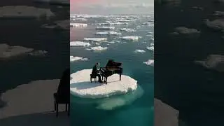 Piano in the Ice! AI Creates Epic Scene of Pianist Playing in Frozen Ocean ❄🎹 #travel #beach #relax