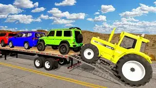 Flatbed Truck Mcqueen | Transportation with Truck - Pothole vs Car #81 - BeamNG.Drive