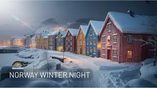Norway Winter Night ❄️ | Cozy Knitted Cities & Deep Sleep Piano Music