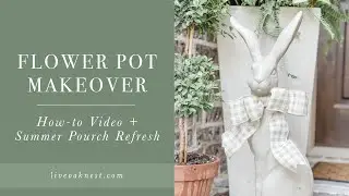 Flower Pot Makeover, French Cottage Farmhouse Summer Porch Refresh