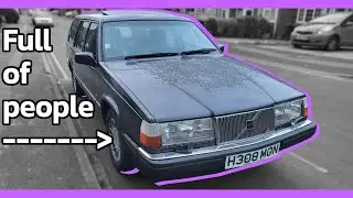 How many filming crew members can fit in a Volvo 960?