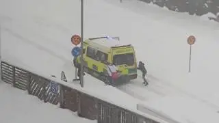 Ambulance Gets Stuck in Snow