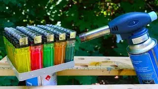 EXPERIMENT: GAS TORCH VS 50 LIGHTERS
