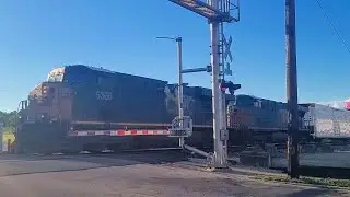 CSX 5366 Leads A Manifest Train At Lockland Ohio.