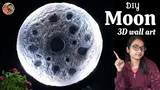 DIY Moon 3D Textured Wall Art 🌕🎨 / Making Moon Lamp / how to make moon light from waste materials..