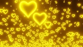 4K Floating Glowing Golden Hearts - Valentine&rsquo;s Day - Free Motion Background