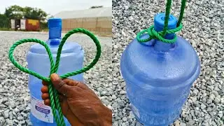 Lift a 20 Litres water bottle 🍼 with this easy rope knot || easy life diy hacks