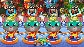 Talking Tom Hero Dash : Four Cages Raccoon Bosses Trap All Friends Vs Super Cat Tom With New Suits