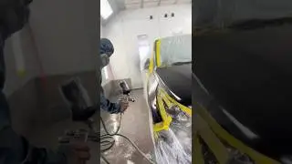 In the painting booth at Blue Star Brothers Auto Body Shop in Greenpoint, Brooklyn.