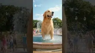 GIANT Golden Retriever's CRAZY Park Splash Fight! 🐶💦