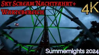 Sky Scream Nachtfahrt+Wartebereich Holiday Park Summernights 2024 4K