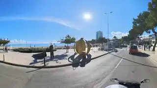 Motor ride along the beach of palma nova in mallorca,spain in 360 view