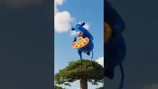 Blue Cow Dancing | Funny Cow |Cow eating pizza #shorts#cow#memes#funny#pizza#trending #DreamScreenAI