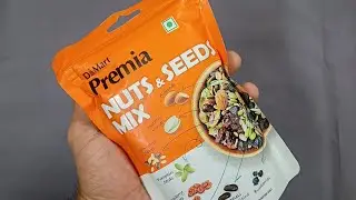 Dmart premia Nuts & seeds mix ₹.135/- #dmart #premia #nutsseeds #seedmix #almond #pumkinseeds #blueb