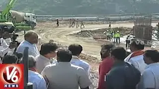 CM KCR Arrives Yadadri | Inspects Development Works Of Temple City | V6 News