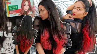 Red ombre hair at home under ₹250! streax ultralights highlights vibrant red #streaxultralights