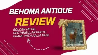 BEHOMA Antique Golden Metal Rectangular Photo Frame with Palm Tree