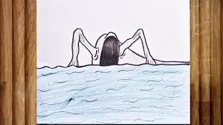 How to Draw a Sea Eater Emerging From the Ocean  | Step-by-step Step Monster Drawing Tutorial