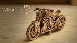 Мотоцикл DMS Wood Trick Деревянный 3D пазл (механический деревянный конструктор)